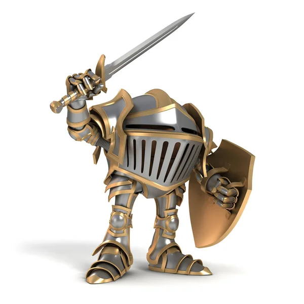 Attacking cartoon knight — Stock Photo, Image