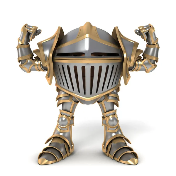 Funny cartoon knight Strongman — Stock Photo, Image