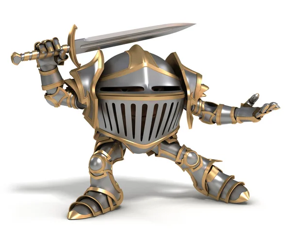 Attacking cartoon knight — Stock Photo, Image