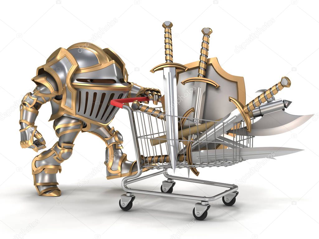 Knight with shopping cart