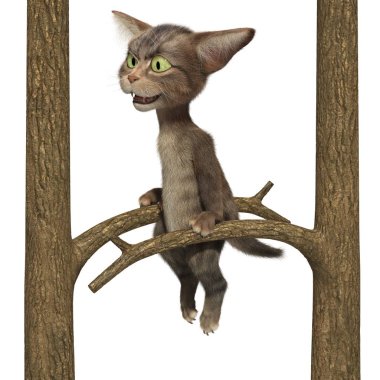 3D küçük kabarık tabby yavru kedi