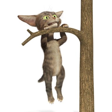 3D küçük kabarık tabby yavru kedi