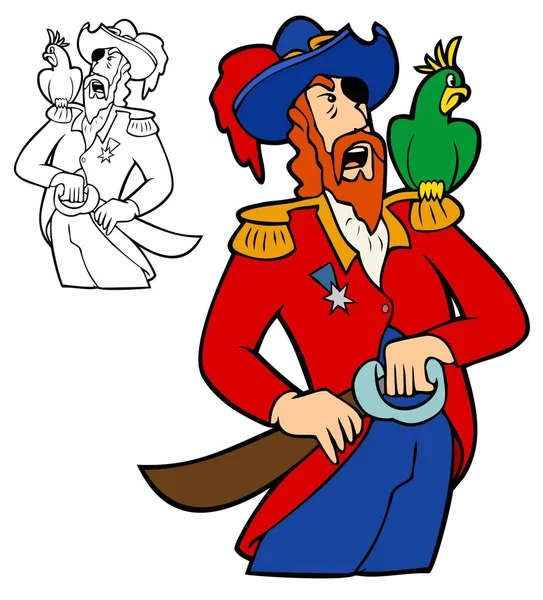 Pirate avec un perroquet — Image vectorielle