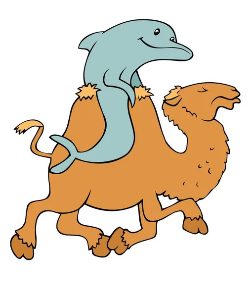 Дельфін їзда A верблюд — стоковий вектор