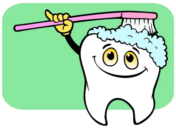Cepillado de dientes feliz — Vector de stock