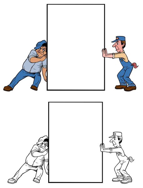 workmen working against each other