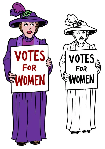 Suffragette med en skylt — Stock vektor