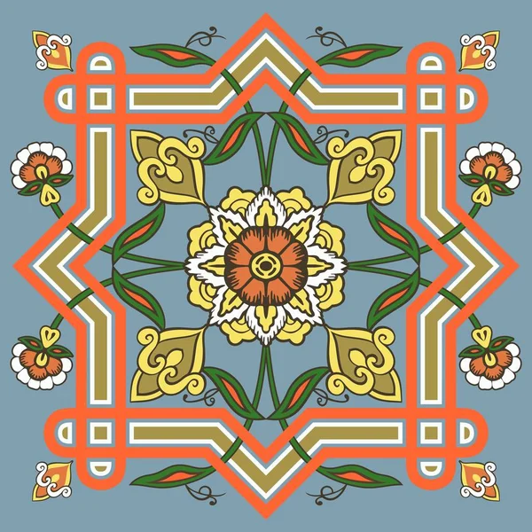 Kalejdoskopisk Symmetri Abstrakta Rödlätt Mönster Typiska För Uzbekistan Och Afghanistan — Stock vektor