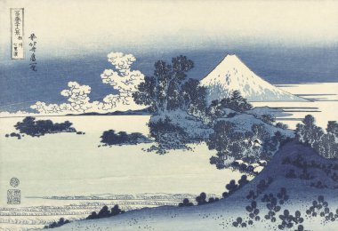 Sagami ilinin Shichiri-ga-hama plajı. Renkli ahşap kesim: Katsushika Hokusai, 1830 - 1834