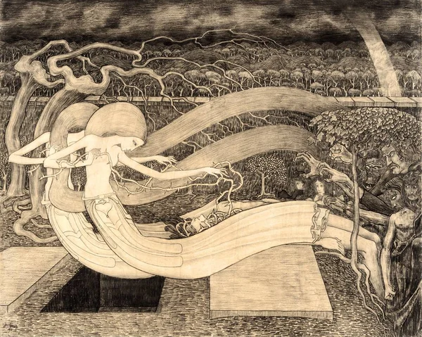 Grave Dov Tua Vittoria Matita Gesso Disegno Jan Toorop 1892 — Foto Stock