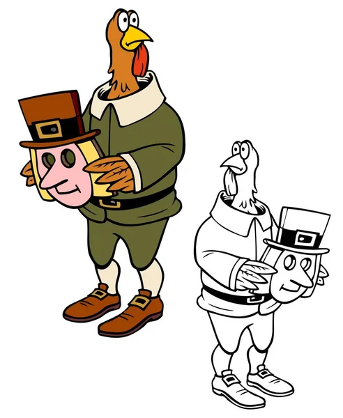 Turkey Disguised Pilgrim Thanksgiving — Stock Vector