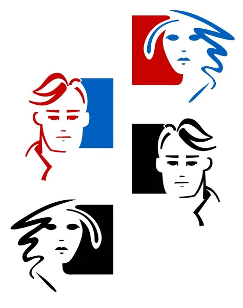 Emblèmes Salon Coiffure Couleur Noir Seulement — Image vectorielle