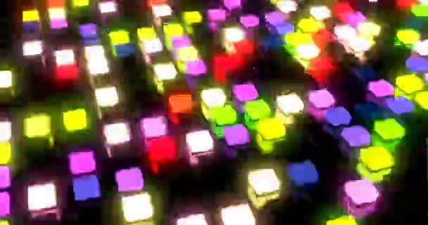 Matrice Led Chiudere Lampeggia Caotico Pixel Matrice Led Lampeggiano Colori — Video Stock
