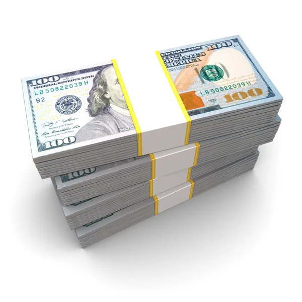 Dolarów stosu, nowe banknoty — Zdjęcie stockowe