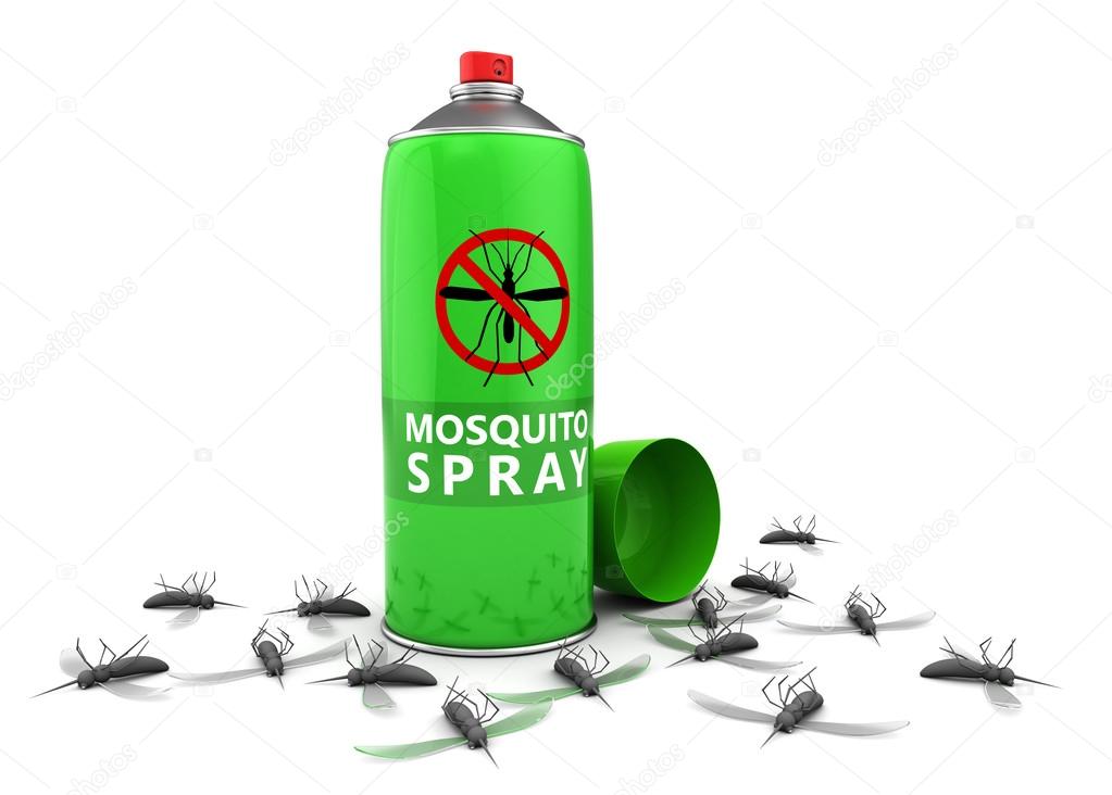 Insecticide spray and dead mosquitos