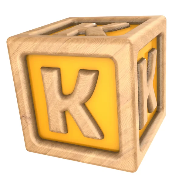 Cubo de brinquedo com letra k — Fotografia de Stock
