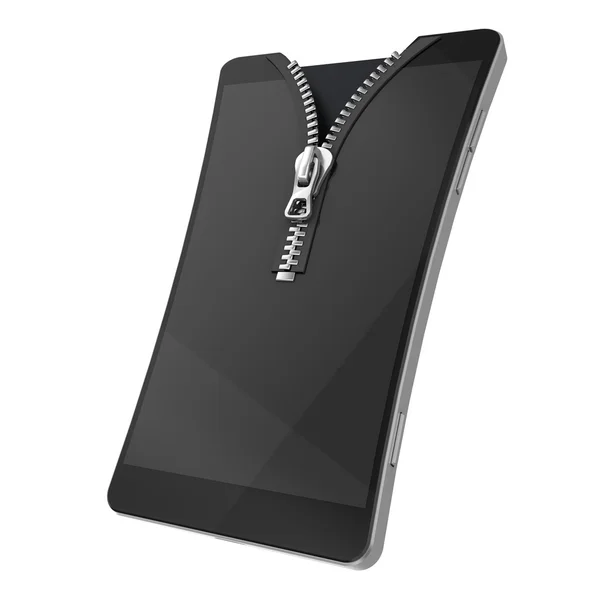 Mobiltelefon med zip — Stockfoto