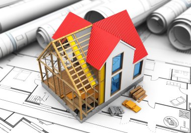 çerçeve ev yapısı planları üzerinde