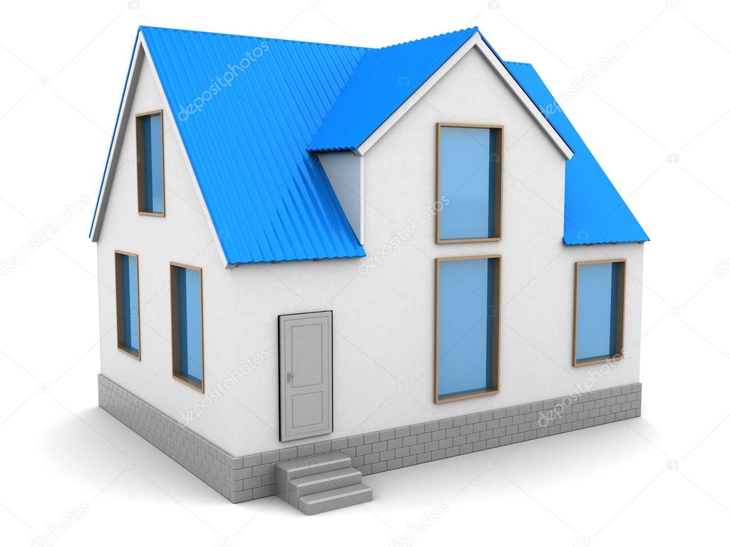 house with blue roof