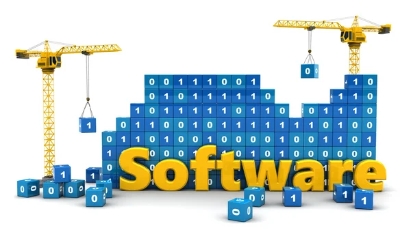 2 크레인과 바이너리 코드 — 스톡 사진