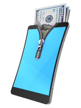 fermuar ve dolar ile Smartphone