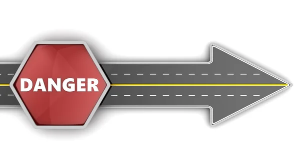 Road arrow and danger sign — Stock Photo, Image