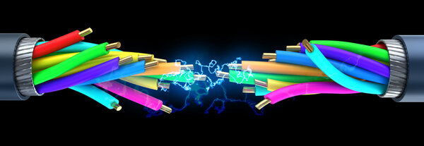 искры внутри кабеля
