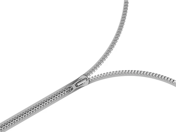 Opening metal zipper — Stock Photo, Image