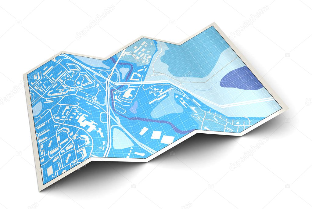 Blue folded map