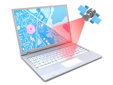 location tracking with laptop and gps clipart