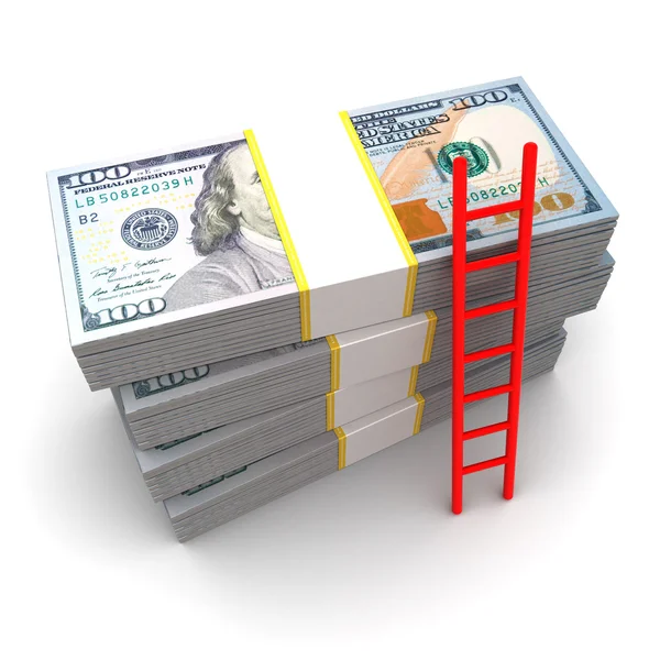 Ladder naar de top van de berg dollar — Stockfoto