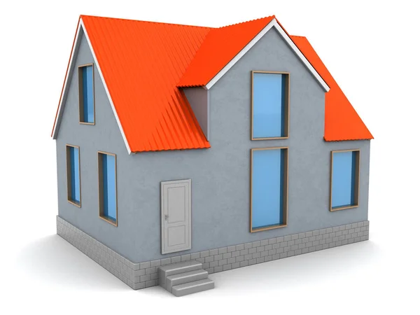Model van huis met het rode dak — Stockfoto