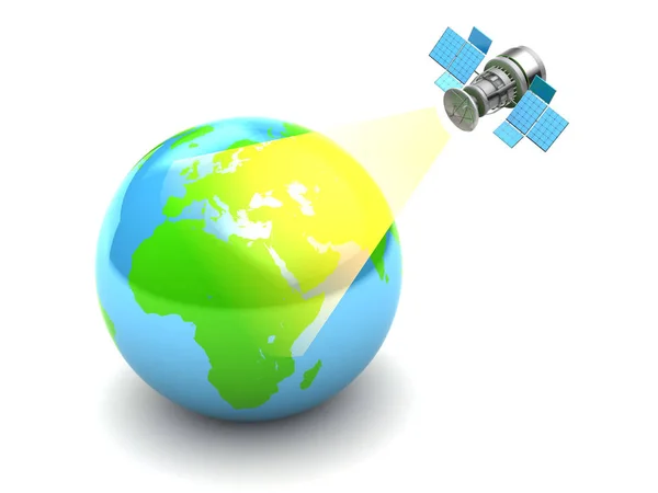 Radiodiffusione via satellite e globo terrestre — Foto Stock