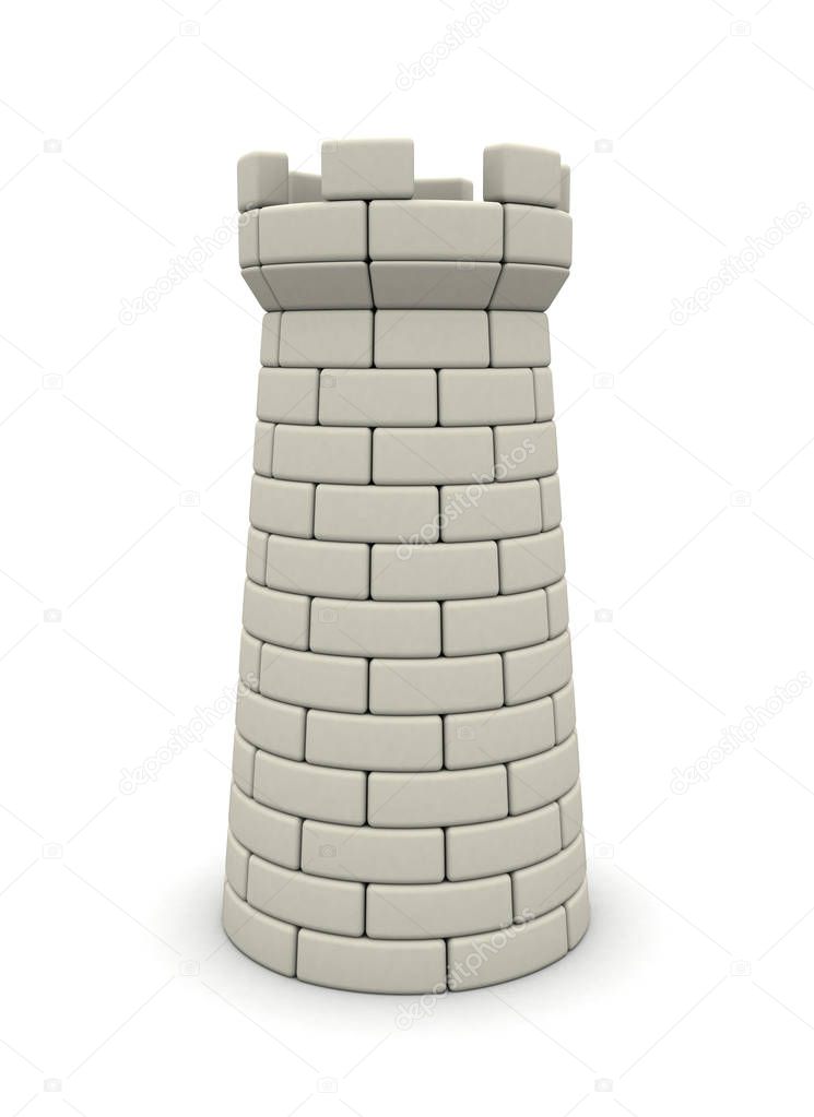 3d illustration of bricks tower 