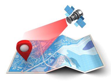 uydu navigasyon ve gps işaretçi harita üzerinde 