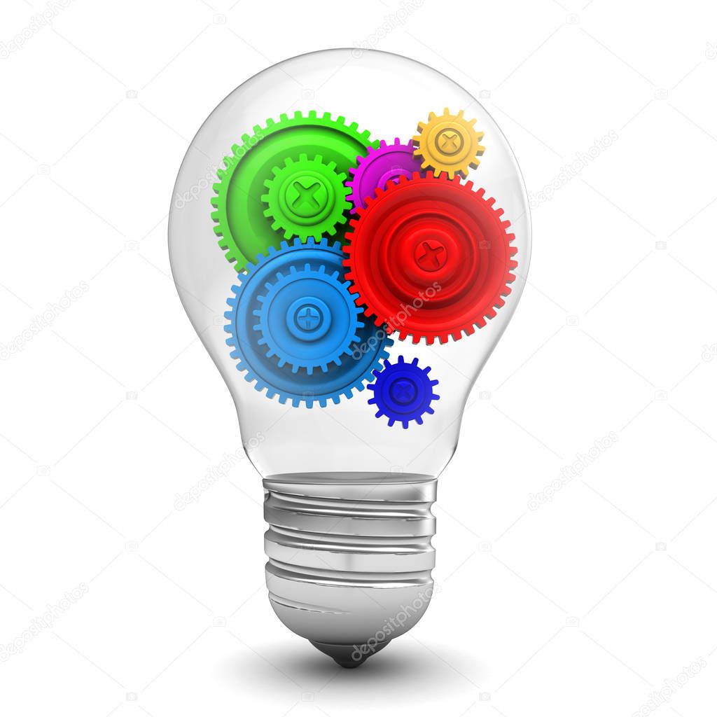  light bulb with colored gears 