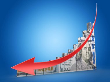 Kırmızı ok aşağı para grafik