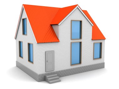 Kırmızı çatı ile gri ev modeli 