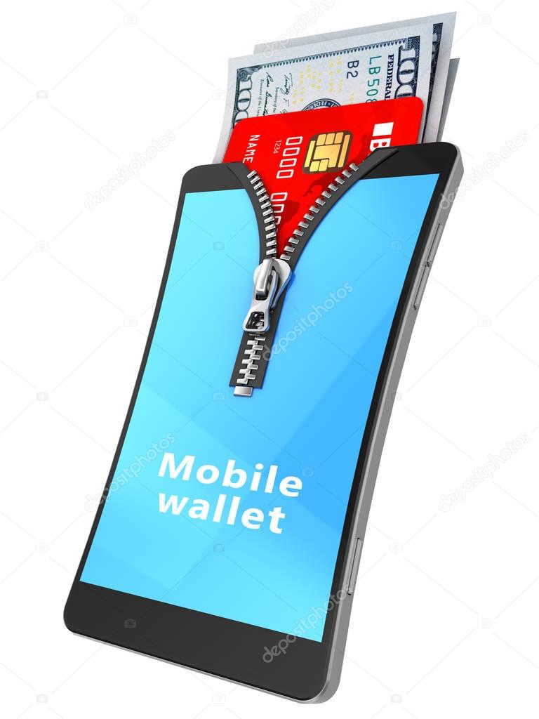 mobile phone with zip and money