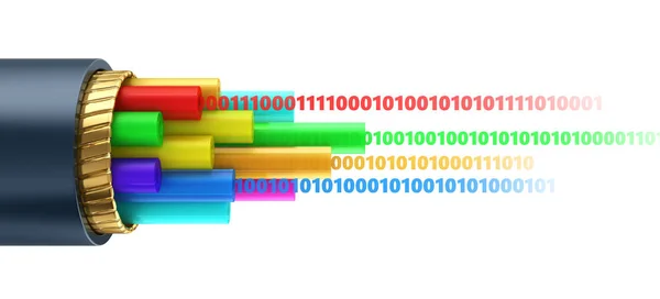 Datos digitales dentro del cable de fibra óptica — Foto de Stock