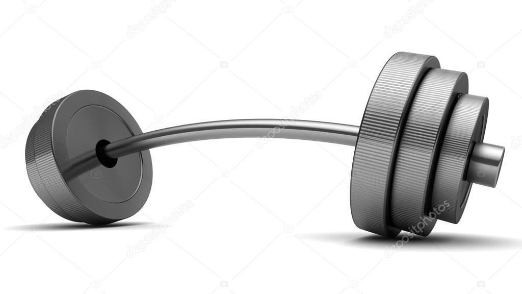 Curved barbell on white — Stock Photo © mmaxer 131345940