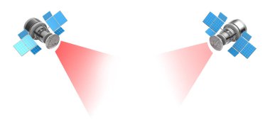 kırmızı ışık ile iki uydu 