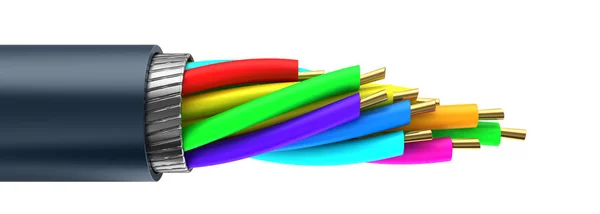 Données numériques à l'intérieur du câble à fibre optique — Photo