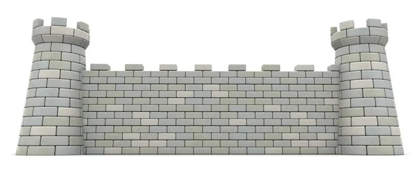 Grå fästning vägg med torn — Stockfoto