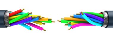 renkli fiber optik kabloları bağlantısı