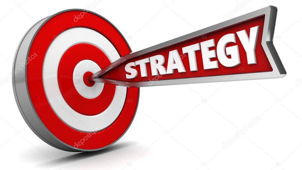 arrow with sign strategy in center of target
