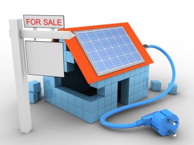 ev güneş enerjisi ve satışı işareti