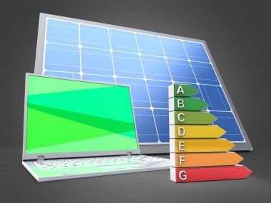 Dizüstü bilgisayar ve güneş paneli