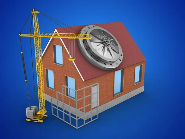 House with vault door and construction site — Stock Photo, Image