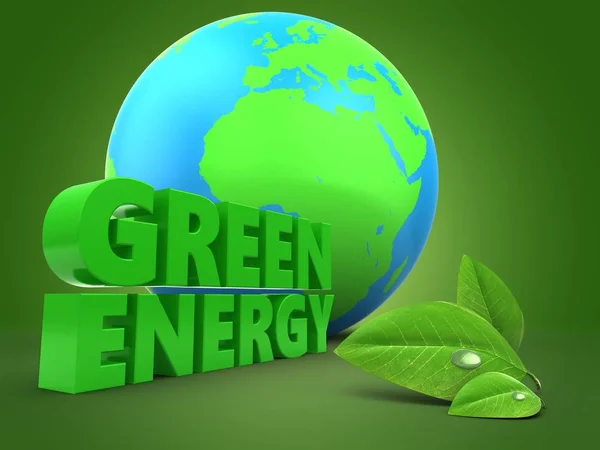 Groen bord met earth globe en bladeren — Stockfoto